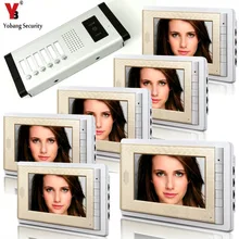 YobangSecurity 6 Units Apartment Intercom 7″ Inch Monitor Video Intercom Doorbell Door Phone Video Intercom Entry Access System