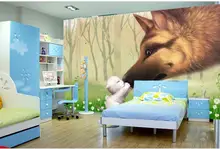 modern living room wallpapers Cartoon wolf and small animal children room background wall modern living room wallpapers Cartoon wolf and small animal children room background wall
