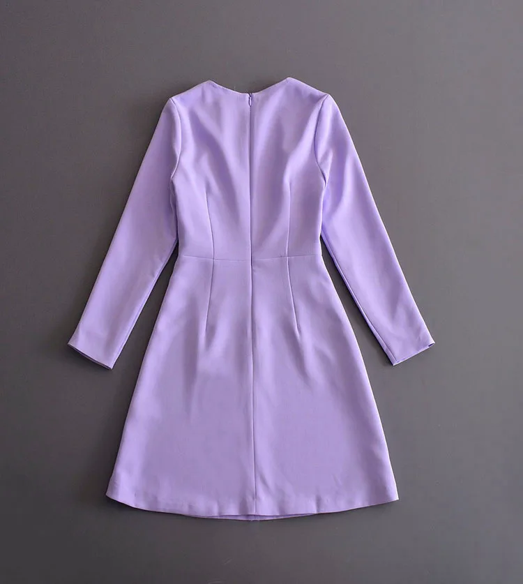 Princess Dress Fashion Kate Middleton Purple Dress long sleeve women  pleated Dres - AliExpress 200000345