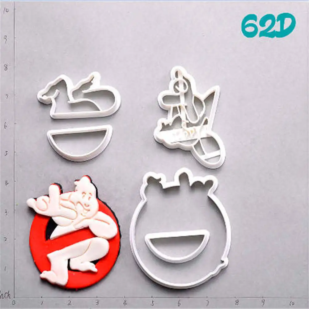 Ghostbusters дизайн Пластик Набор ножей для торта индивидуальный заказ 3D печатных Fondant(сахарная) форма для кекса для нарезки печенья в виде cortadores De Fondant(сахарная