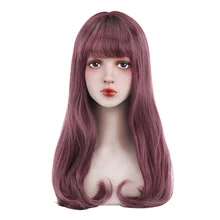 2" синтетический длинный кудрявый парик Лолиты с челкой фиолетовый смешанный цвет парики для наращивания волос на заказ косплей парики для женщин термостойкие