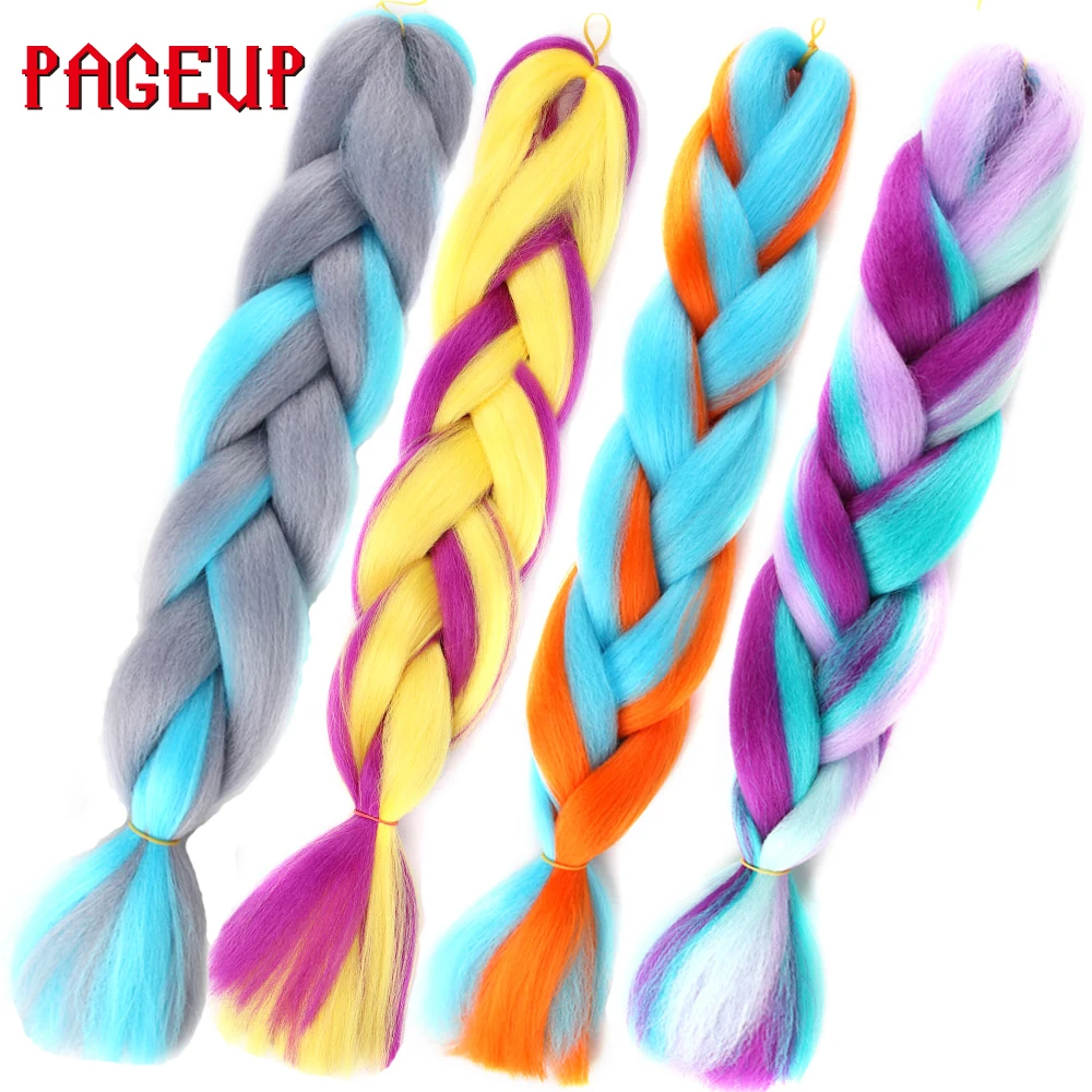 

Pre Stretched Ombre Braiding Hair Extension Mix Colored Afro Jumbo Crochet Hair Synthetic Expression Braiding Hair Pageup