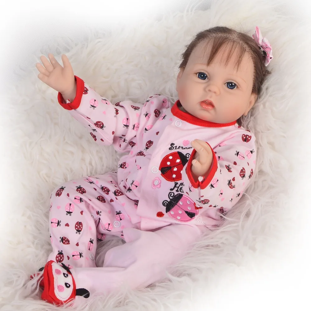 

Lovely 22 inch Reborn Baby Girl Doll Looks Real Princess Silicone Baby Reborn For Kids Playmates 55 cm Stuffed Doll DIY Toys