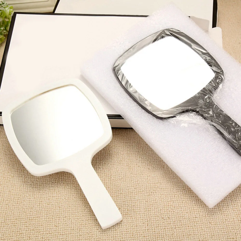 2 Colors New Fashion Portable Makeup Mirror Vintage Hand Held Cosmetic Mirrors Rectangle Pattern HD Beauty 3