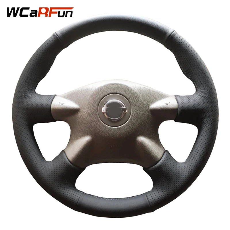 WCaRFun, черный кожаный чехол на руль для Nissan Almera N16 Pathfinder Primera Paladin, старый XTrail 2001-2006 Renault samsung