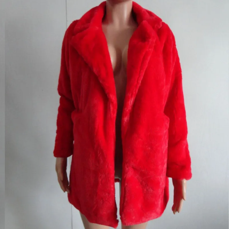 Faux Fur Coat Women Long Sleeve Thick Warm Flurry Jackets Plus Size Coat Winter Black Yellow Pink Red Fur Coats Fall 2018 T8