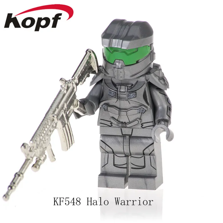 KF542 Одиночная строительные блоки Halo Spartan Solider с реальным металлическим оружием кирпичи Экшн фигурки Обучающие Подарочные игрушки для детей