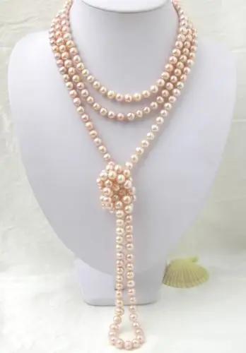 

Free shipping@@@@@ 60INCH CHARMING JEWELRY 7-8MM PINK PEARL NECKLACE