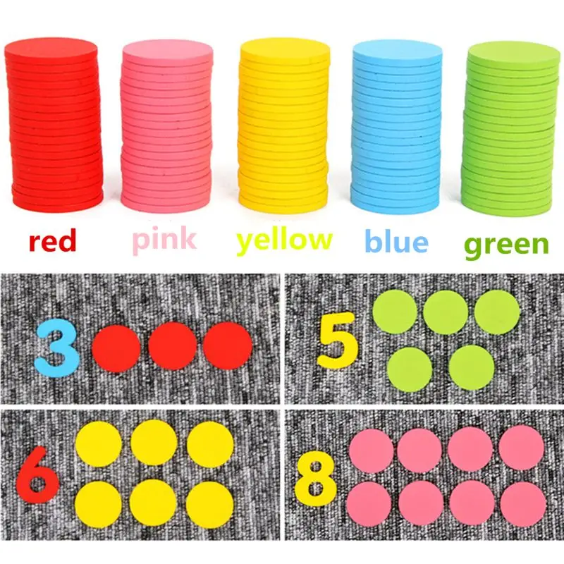 OOTDTY 117 шт. счетчики счетные чипы 30 мм смешанные цвета математическая игрушка для бинго чипы игры Жетоны с коробкой для хранения