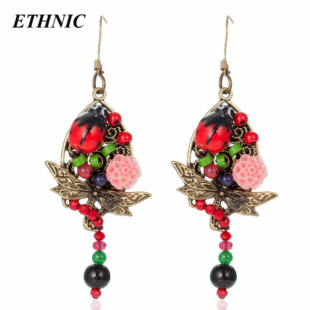 

Ethnic Style Retro Alloy Dragonfly With Beetles Lovely Drop Earrings for Women Bohemian Earring Wholesales