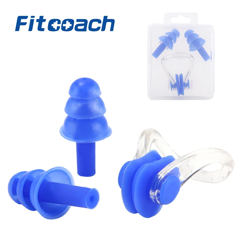 Two in one,5 Colors Soft Silicone Swimming Set Waterproof Nose Clip + Ear Plug Earplug Useful