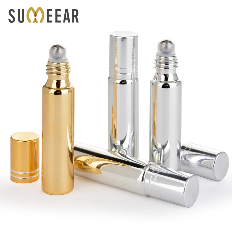 

10ml UV Glass Perfume Bottle With Roll On Empty Essential Oil Vial mini Refillable Perfume Bottle For Travel 100Pieces/Lot