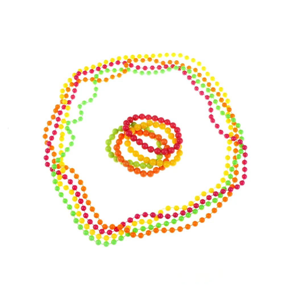 

4 Pcs/Set Party Woman Bachelorette Party Decoration Supplies Neon Bead Bracelets Necklace 70's & 80's