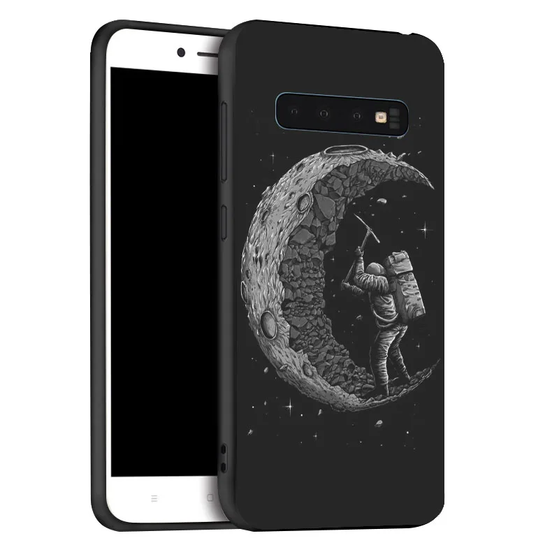 Чехлы для samsung Galaxy S10e S10 Plus Lite, чехол с изображением космонавта, черный чехол с рисунком для samsung A7 J6 J4 Plus J8, бампер