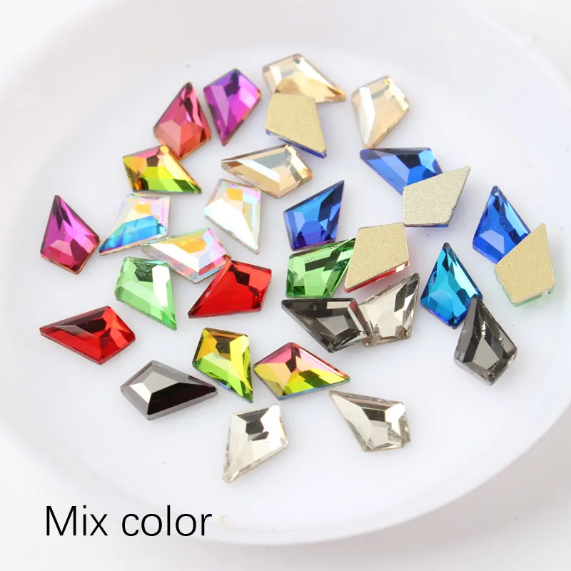 Small arrow Shape Nail Art Rhinestone 30/100pcs/lot 5.5x8.5mm Flatback Colorful Stones For 3D Nail Decoration Free shipping 