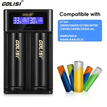 GOLISI I2 мини Smart батарея зарядное устройство ЖК дисплей 18650 26650 20700 21700 перезаряжаемое зарядное устройство для 2.0A Быстрая зарядка