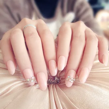 

24PCS Finished product false nail Naked powder and contracted and pure and fresh The bride nail strips(Contains no glue)