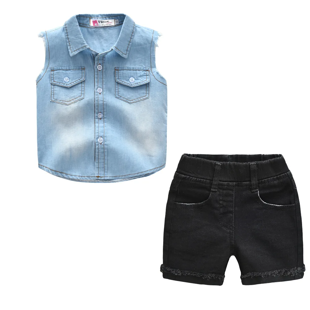 

SexeMara Casual Toddler Kids Baby Boy Denim Sleeveless T Shirt Tops Pants Outfits Clothes Summer Free Shipping FZP05