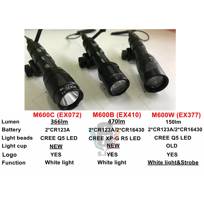 Tático Surefir Airsof Lanterna Led 500lumens Arma Tática M600 Luz Caça Scout M600u 12 Cheap Luzes de armas