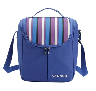 SANNE 7L полиэстер водонепроницаемый для пикника Путешествия хранения полосой дизайн термоизолированные модные сумки для обедов сумка для ланча YQ821 - Цвет: Blue