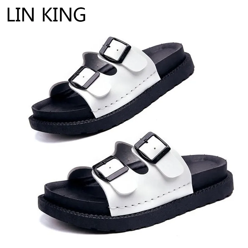 

LIN KING New Fashion Thick Sole Slippers Women Platform Summer Slides Comfortable Buckle Outdoor Lady Wedges Slippers Zapatillas
