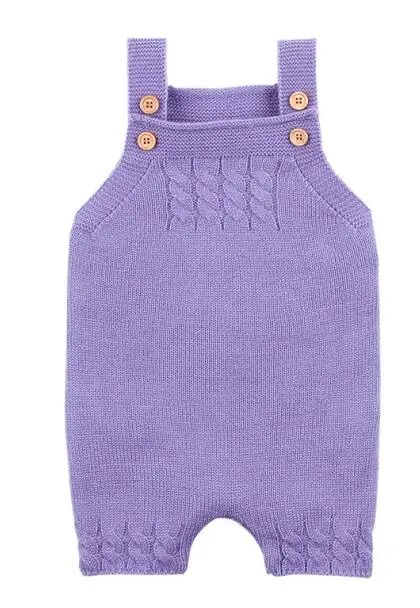 Осенний комбинезон для маленьких девочек, однотонный трикотажный комбинезон для новорожденных, пижама, брендовый комбинезон без рукавов для маленьких мальчиков, детская одежда - Цвет: Light purple
