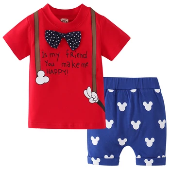 

Baby Boy Summer Clothes Set 2 Piece Set Cartoon Mickey Print 0-3Yrs Baby Kids Clothes Letter T-shirt + Shorts Tracksuit Outfits