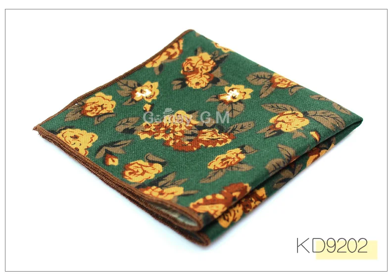 Fashion Suits Flower Printing Pocket Square 25cm*25cm Men's Cotton Handkerchiefs Chest Towel Ladies Hanky Hankies for Men - Цвет: KD9202