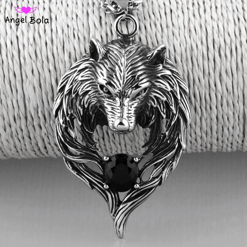 Wolf Stainless Steel Necklace for Men Women 316L Pendant With Chain