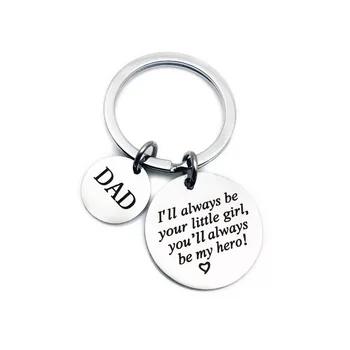 

FREE SHIPPING BY DHL 100pcs/lot Fashion Stainless Steel Dad Keychain You'll Always Be My Hero Keyring Father Day Gifts