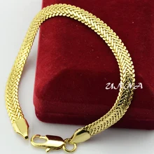 Персонализированные Мужчины Женщины желтое золото цвет браслет браслеты заполненные звенья цепи змея елочка ювелирные изделия