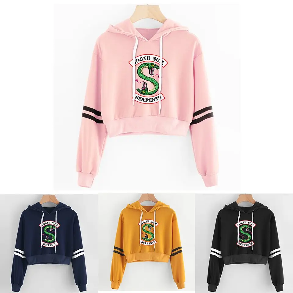 Skup Kobiety sexy krótki top bluzy riverdale southside wąż drukuj wiosna harajuku gorąca sprzedaż bluzy w stylu casual bluzy plus size