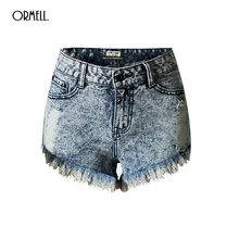 Новые летние популярные женские джинсовые шорты с высокой талией Европейский стиль рваные короткие джинсы мода