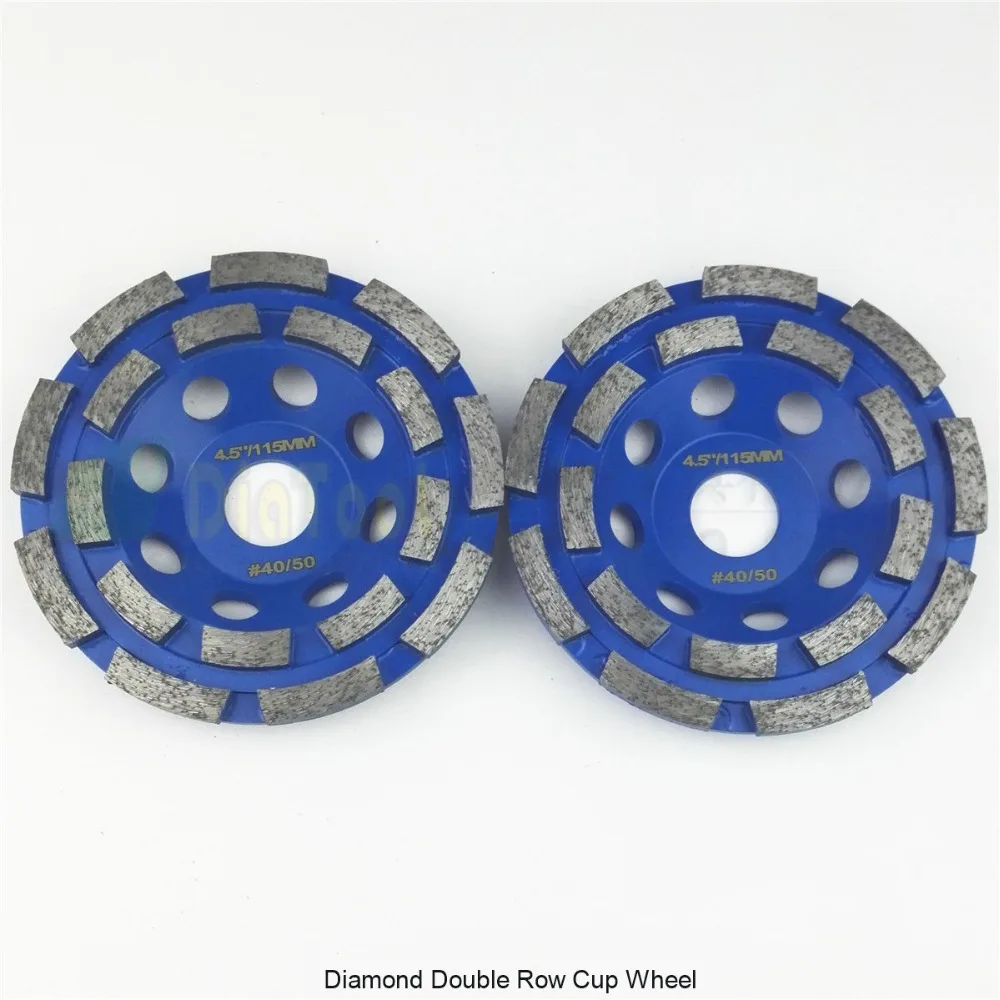 Diatool 2 шт. 4." /115 мм Diamond двухрядные шлифовальные чашки колесо для Гранит жесткий Материал Диаметр диаметр 22.23 мм с 16 мм шайба