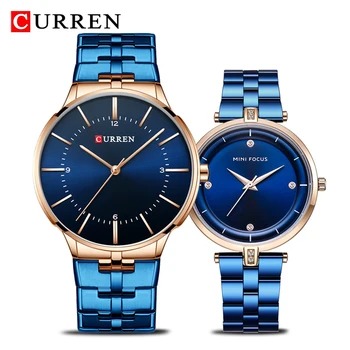 CURREN Brand Luxury Lover’s Watches Fashion Quartz Women Men Watch Stainless Steel Couple Wristwatch Relojes Hombre Set for Sal 1