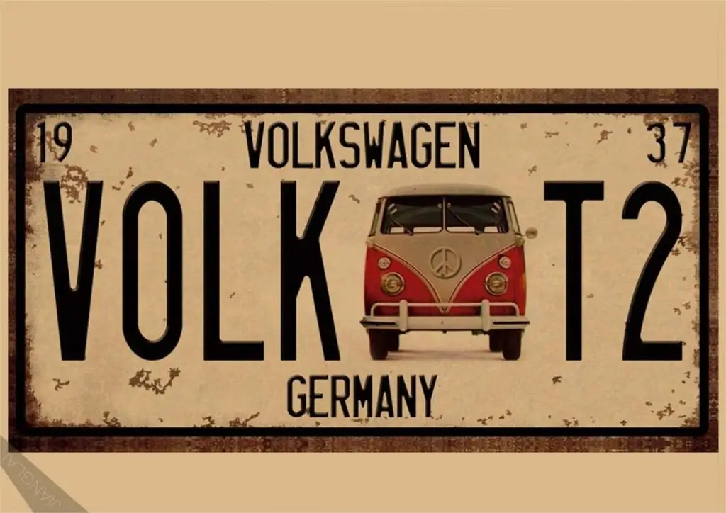 ВИНТАЖНЫЙ ПЛАКАТ на обочине Volkswagen/Ностальгический/крафт-бумага плакат/бар кофе бар украшенный p003