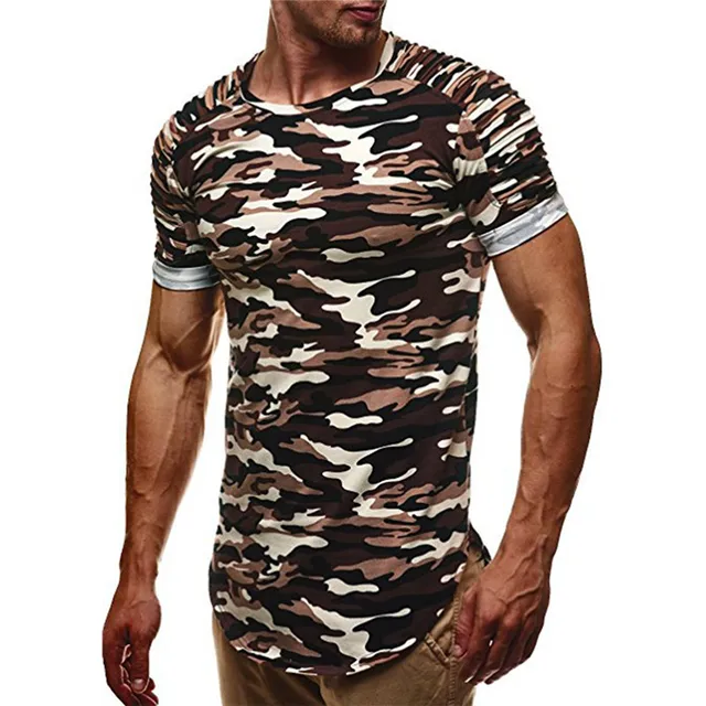2018 Summer Mens Workout T Shirts 3XL Plus Size Camouflage