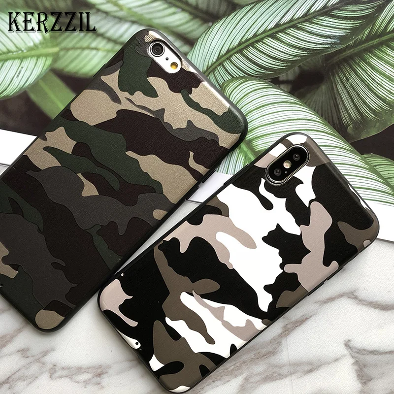 Kerzzil For iPhone 11 Pro Case Navy Army Camouflage Soft PU Leather Back Cover X XR XS MAX 8 7 6s Plus Coque |