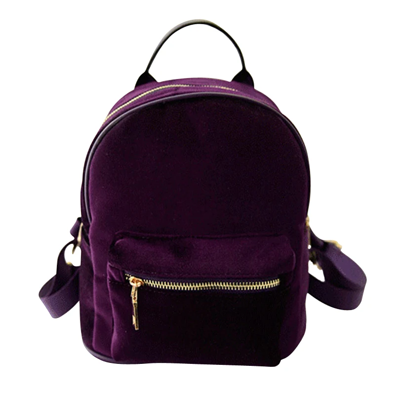 New 2017 Fashion Girl's Backpack Famous Brand Gold Velvet Backpack