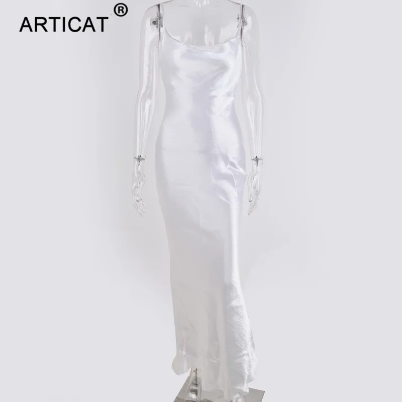 Articat, золотистый; большие платья из сатина с кружевами и со шнуровкой пикантные вечерние платье Для женщин ремень с низким вырезом на спине шелк длинное платье элегантные Клубные вечерние мягкие зимнее платье Vestidos - Цвет: Белый