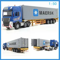 Высокая моделирования 1:50 сплава инженерных транспортных средств Maersk полу установленный контейнер грузовая логистика грузовик Детские