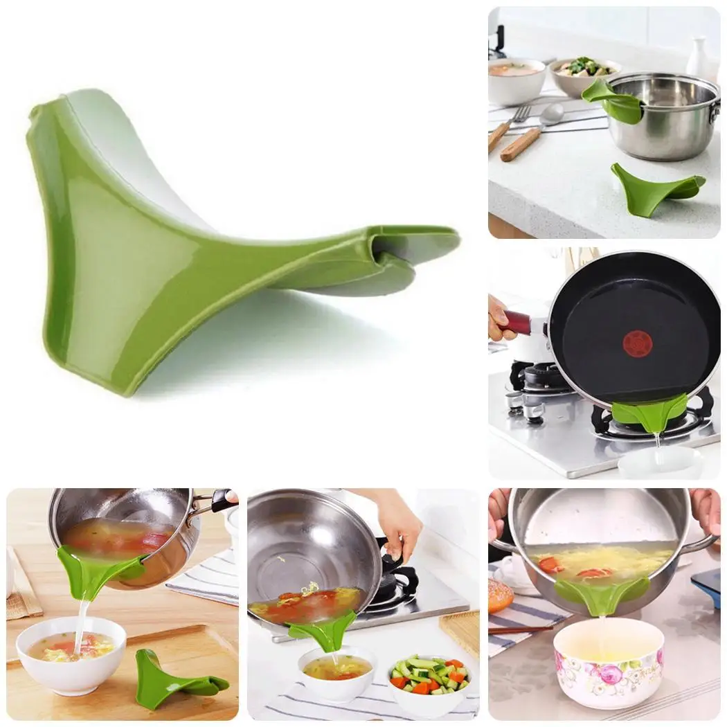 

Hot Sale Kitchen Gadget Funnel Anti-spill Pans Rim Silicone Deflector Liquid Diversion Pans and Bowls Jars Kitchen Gadget Tool