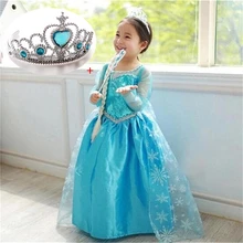 Платья на Хэллоуин для девочек, маскарадный костюм платье принцессы Анны и Эльзы праздничная одежда на день рождения для детей от 3 до 10 лет, Корона Эльзы