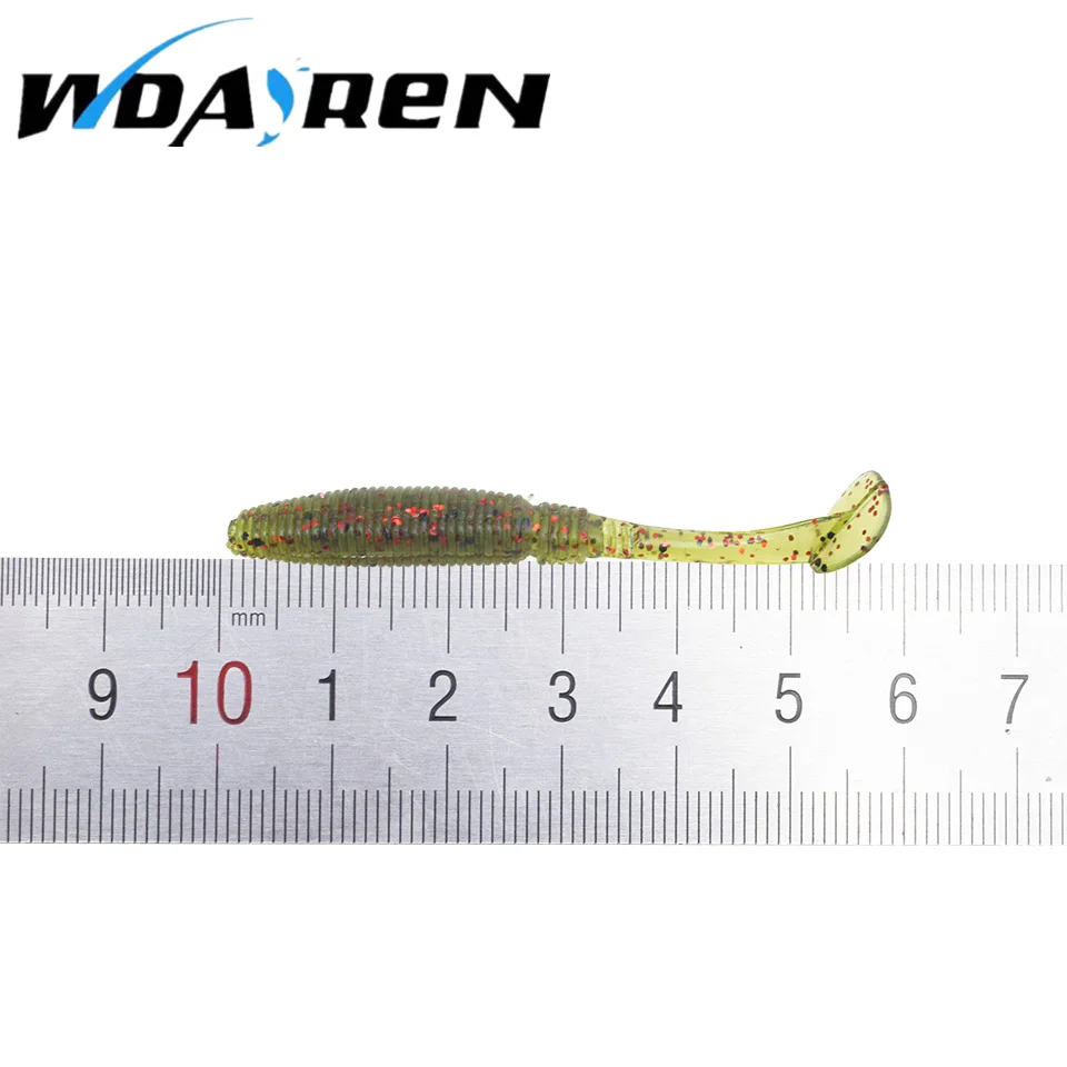 WDAIREN 20 шт./упак. рыболовные приманки 5,6 CM/0,8g T хвост плавающая приманка для рыбы пластиковый червь Карп Рыбалка мягкие приманки, искусственные FA-049