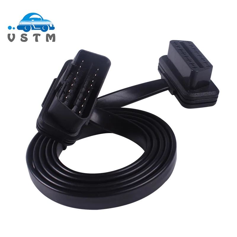 

100CM Flat+Thin As Noodle OBD 2 OBDII OBD2 16Pin Male to Female ELM327 Diagnostic Extension Cable Connector