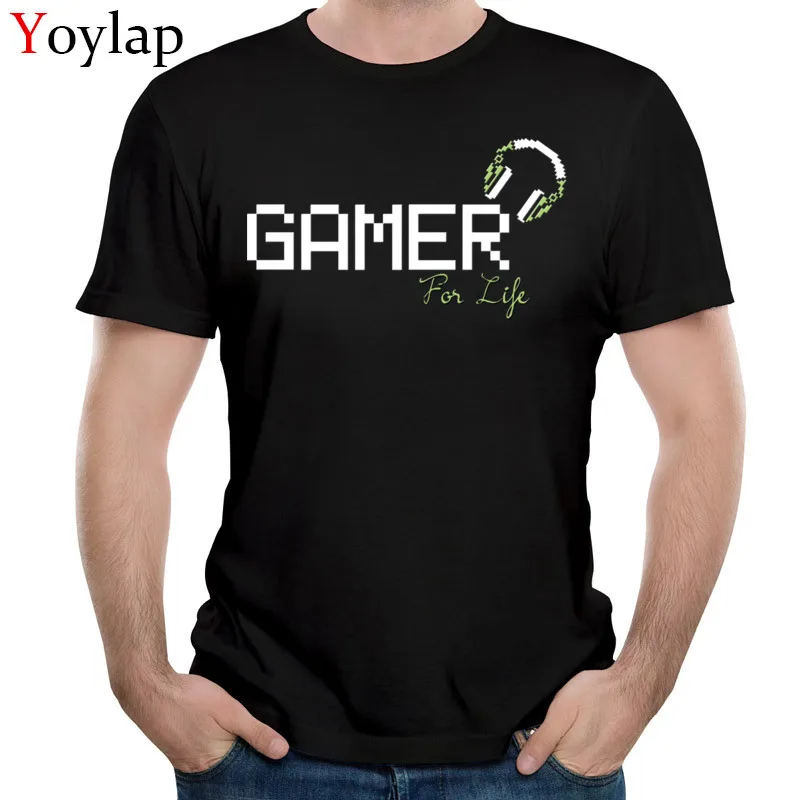  Summer T-Shirt Newest Crew Neck Gamer For Life 100% Cotton Men Tops Shirt Personalized Short Sleeve Tee-Shirts black