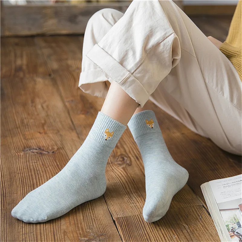 

Newest Women Socks Korean Fashion Solid Colors Funny Animals Vegetables Cute Socks High Quality Cotton Sock Meias skarpetki