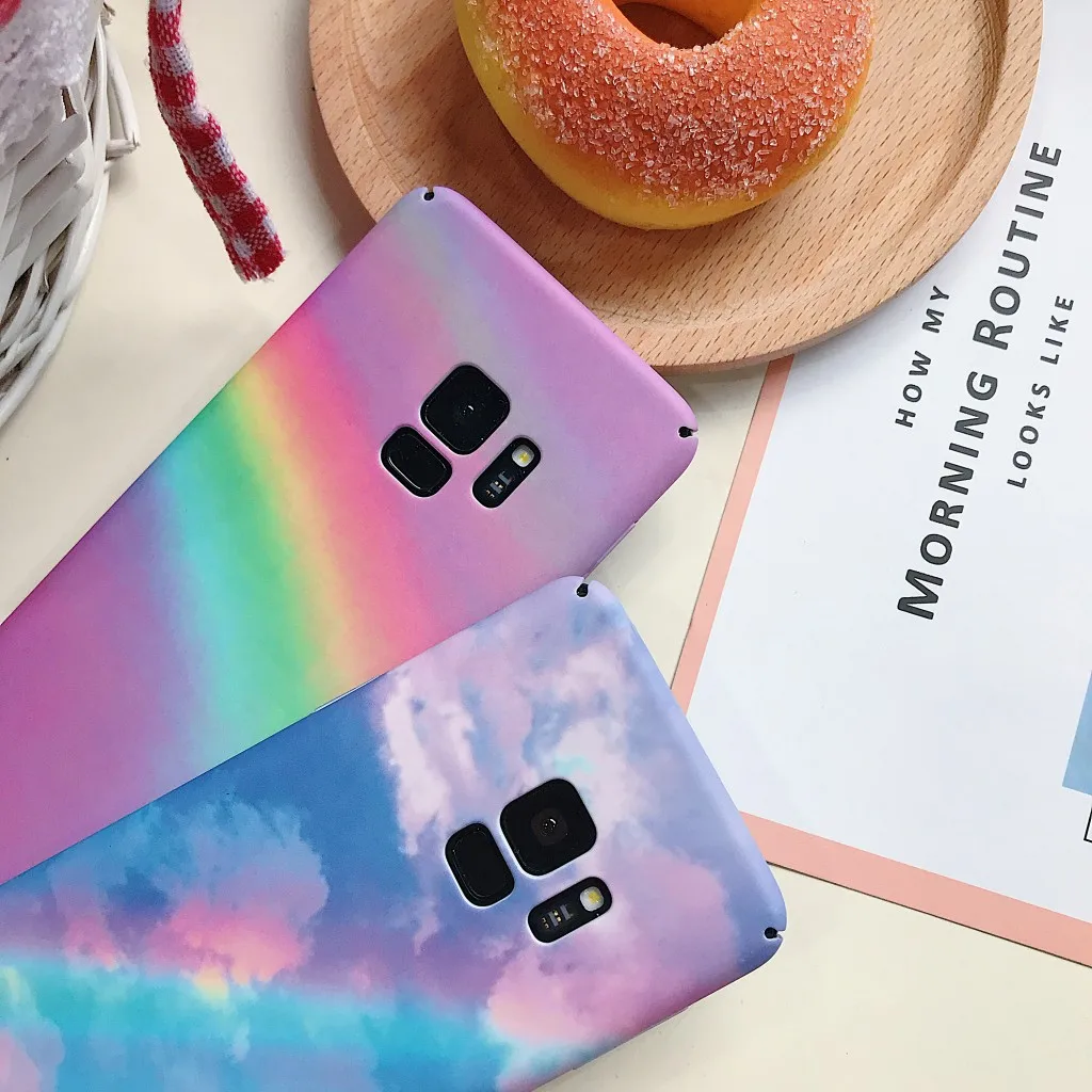 Цветастые ПК Радуга чехол для samsung S7 Edge S8 S9 Plus Ultra Slim Жесткий PC полное покрытие