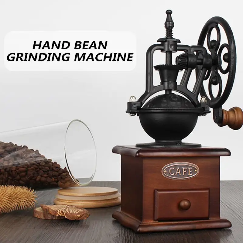 

Retro Style Burr Coffee Grinder Manual Hand Coffee Maker Corn Mill Grinders Hand-crank Roller Coffee Mill Coffee Tools