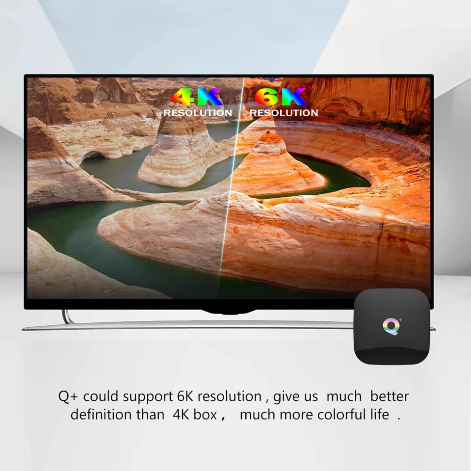 Qplus 6K Android Smart Streaming TV Box 4G/64GB H6 A53 Quad Core Mali-720 4GB/32GB